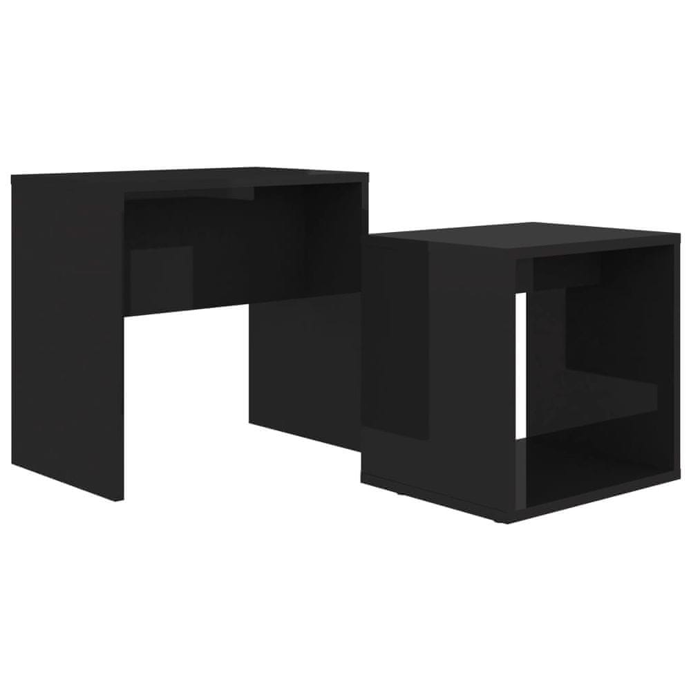 Vidaxl Sada konferenčných stolíkov lesklá čierna 48x30x45 cm drevotrieska